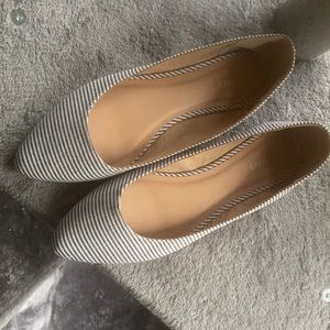 Pinstripe navy and blue ballet shoes
